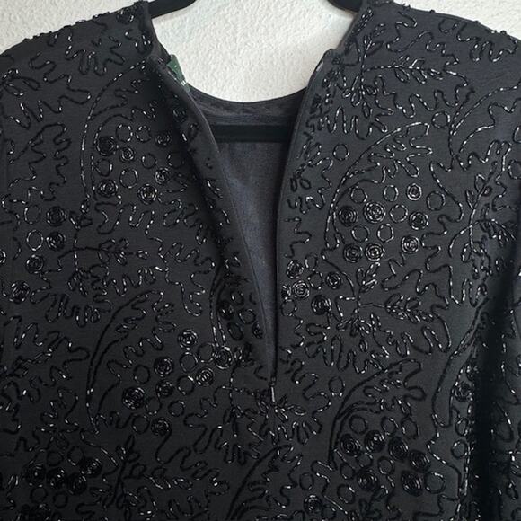Elevated Luxurious Black Beaded Shimmering Top Sz Large - Picture 9 of 16
